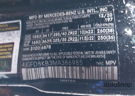 2021 Mercedes-Benz Amg Gle 63 Coupe S 4Matic z USA, uszkodzony, nr VIN 4JGFD8KB3MA386985